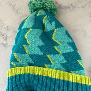 Patagonia Teal and Yellow Kids Beanie